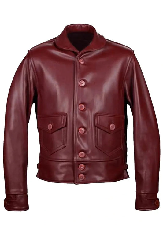 Men’s Maroon Leather Jacket – Sleek & Sophisticated