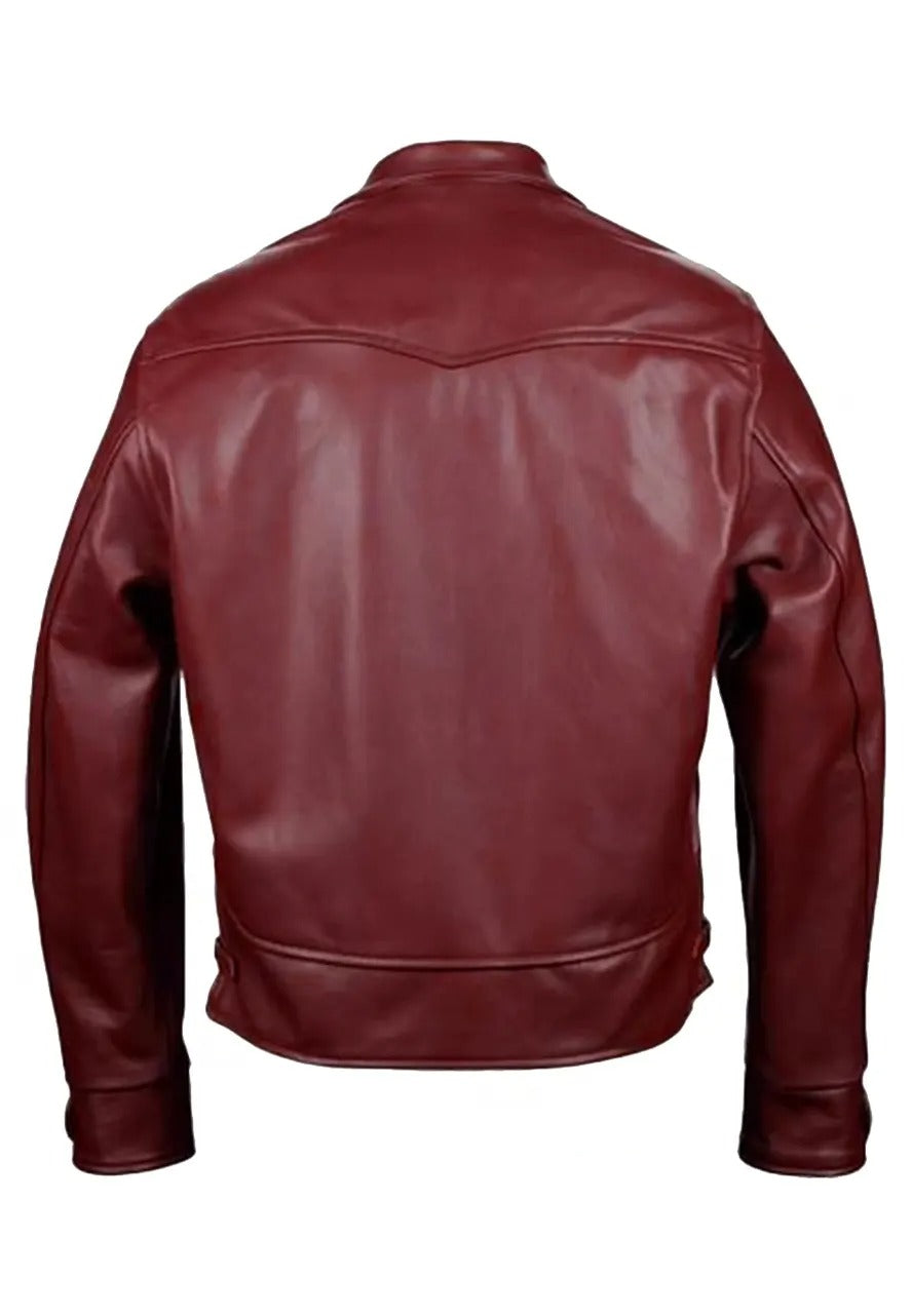 Men’s Maroon Leather Jacket – Sleek & Sophisticated