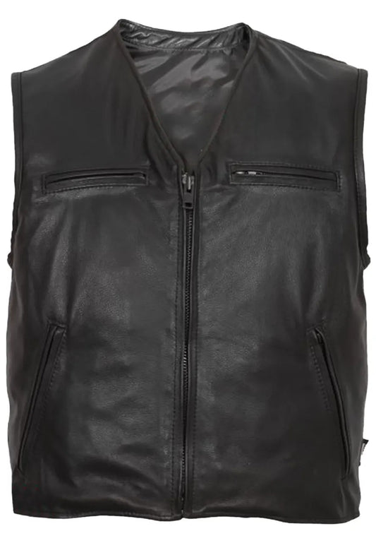 Men’s Matte Black Leather Vest