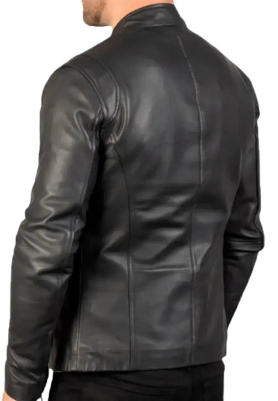 Men’s Black Motorcycle Leather Jacket – Rugged & Stylish