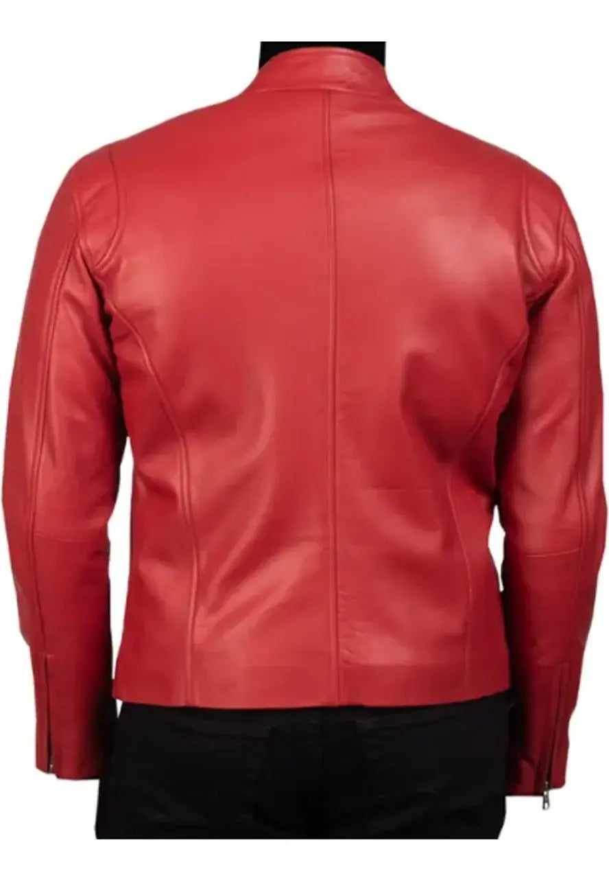 Men’s Red Motorcycle Leather Jacket – Bold & Stylish