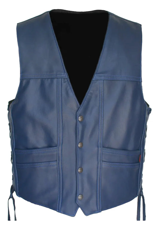 Men’s Navy Blue Genuine Leather Vest