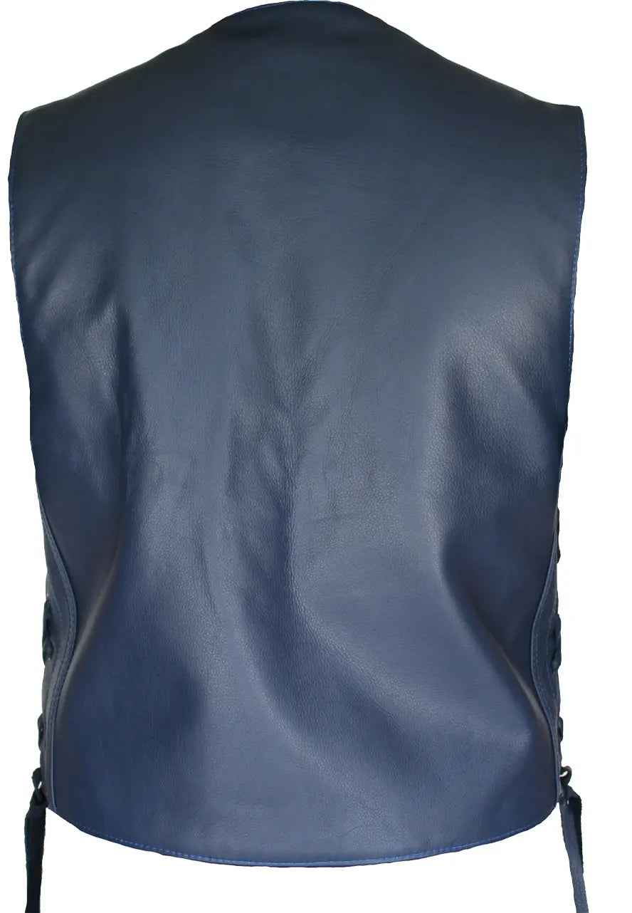 Men’s Navy Blue Genuine Leather Vest