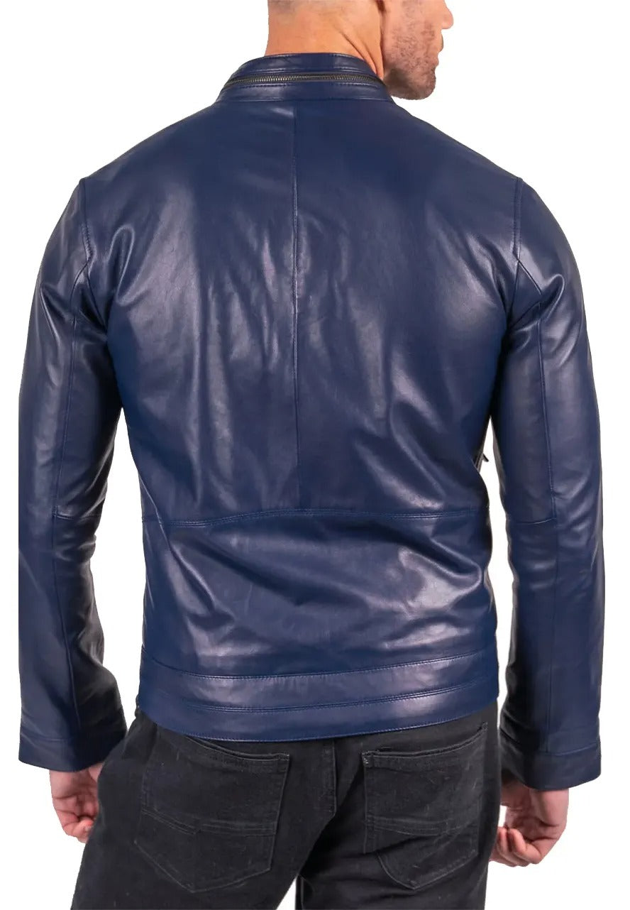 Men’s Perfect Blue Leather Jacket – Sleek & Timeless