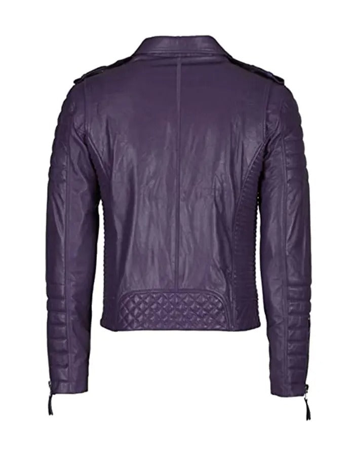 Men’s Basic Purple Biker Leather Jacket