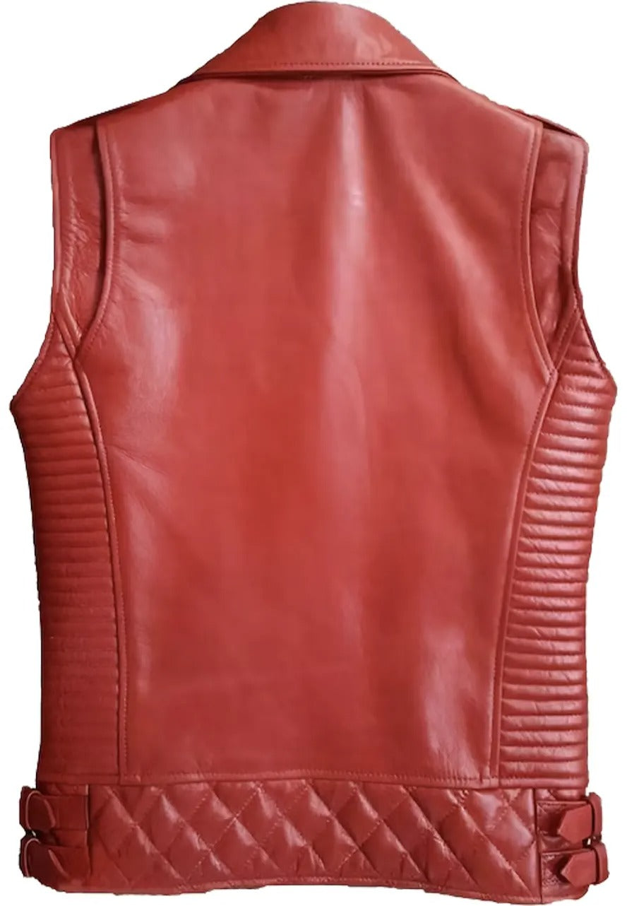 Men’s Quilted Red Leather Vest