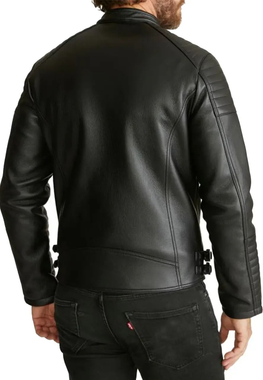 Men’s Black Racer Leather Jacket – Sleek & Sporty Biker Style