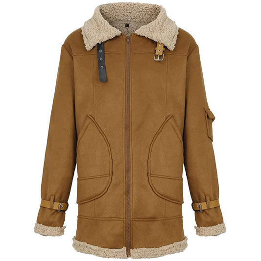 Men's Brown Warm Winter Sheepskin Teddy Coat