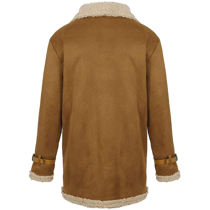 Mens Brown Warm Winter Sheepskin Teddy Coat