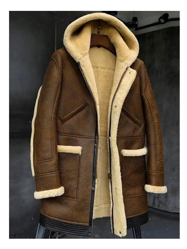 Hooded Sheepskin Shearling Leather Jacket - Stylish and Warm