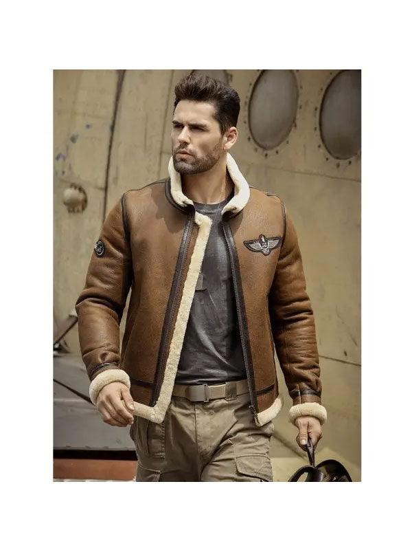 Men's Shearling Sheepskin Motorcycle Jacket - Stylish Outerwear