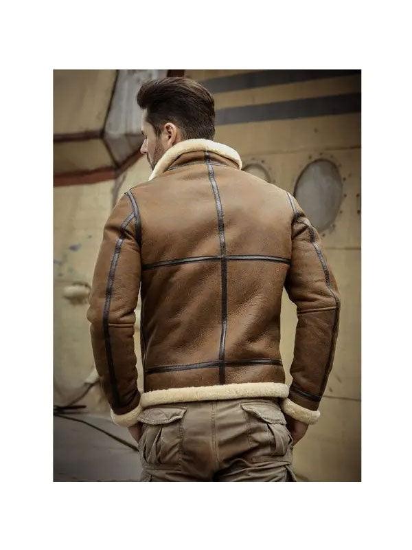 Men's Shearling Sheepskin Motorcycle Jacket - Stylish Outerwear